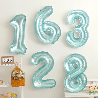 ลูกโป่งอลูมิเนียมฟอยล์สีพาสเทล ตัวเลข 0123456789 สีเจลลี่คริสตัล ขนาด 32 นิ้ว 🎈💎 (N40)