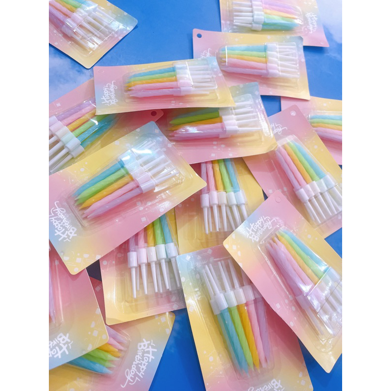 เทียนวันเกิด10แท่งต่อแพ็ค คละสี