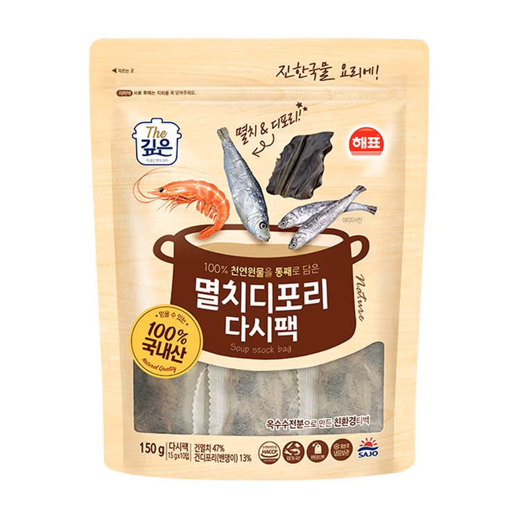 [ของแท้] 멸치디포리다시팩 Haepyo Anchovy Flavor Soup Stock Bag (เครื่องทำซุปสูตรปลาแอนโชวี่ 10 ซอง) 150g