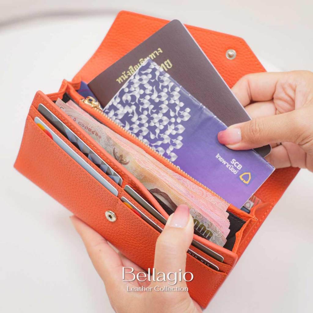 Bellagio รุ่น Verona Wallet กระเป๋าสตางค์ใบยาวหนังวัวแท้ (ทรงบางสลิม) สไตล์ Minimal