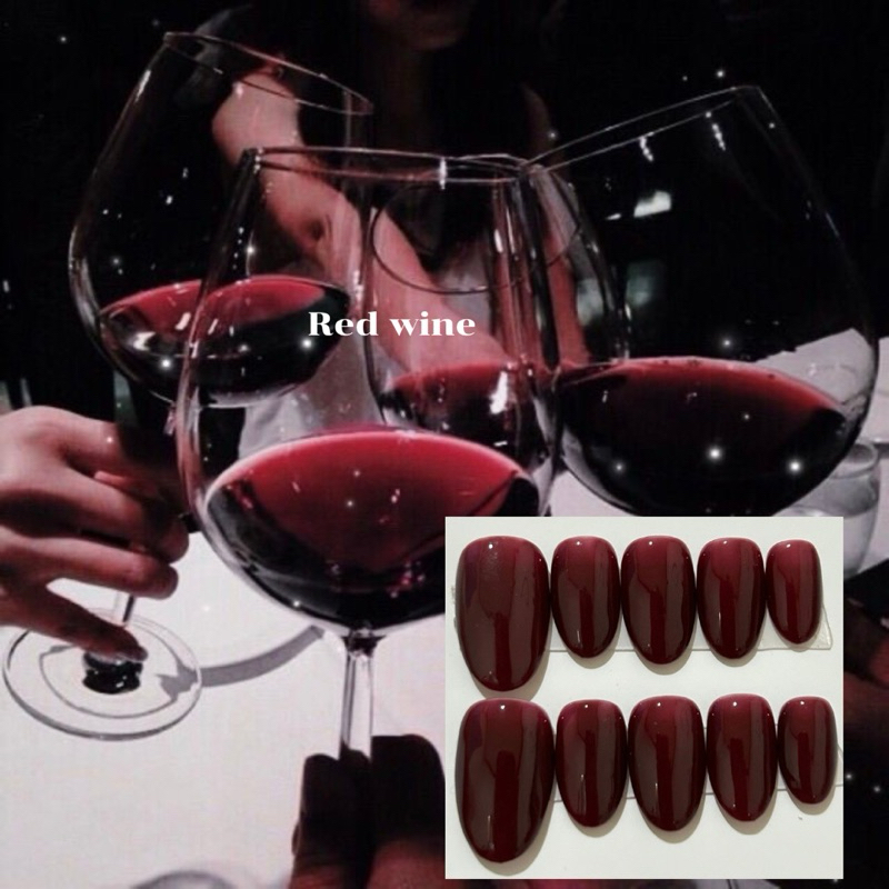 เล็บปลอมเจลสีแดงไวน์ Red wine 🍷✨  ให้ลุคสาวvampire ทรงเสน่ห์ 1-2วันจัดส่ง