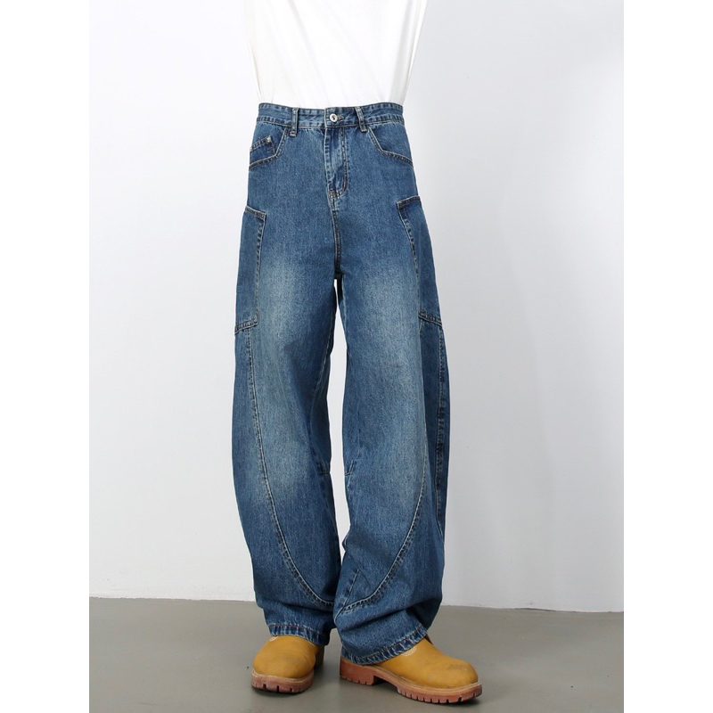 Balloon - fit baggy jeans กางเกงยีนส์สีฟอกทรงบอลลูน A6