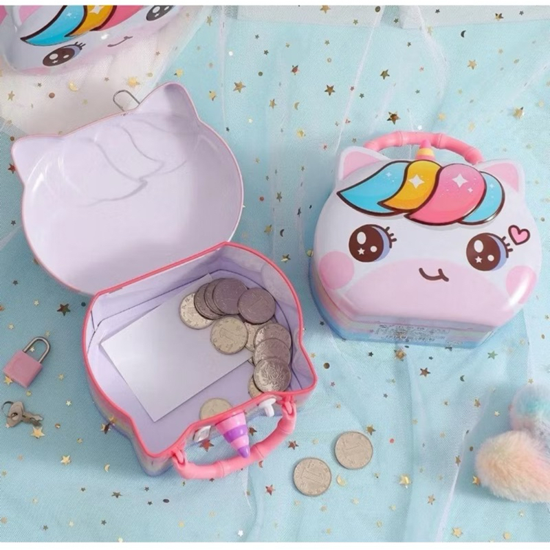 [พร้อมส่ง] กระปุกออมสินยูนิคอร์น มีกุญแจล๊อค มี2 ลาย พร้อมส่ง