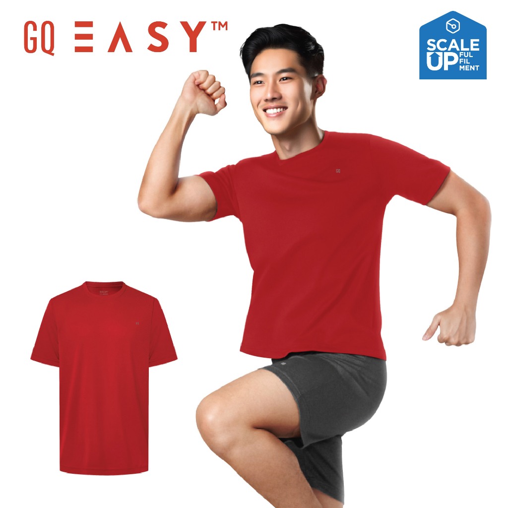 GQ Easy Sport เสื้อกีฬาคอกลม แขนสั้น เสื้อยืดคอกลม สีแดง ของแท้ 💯%