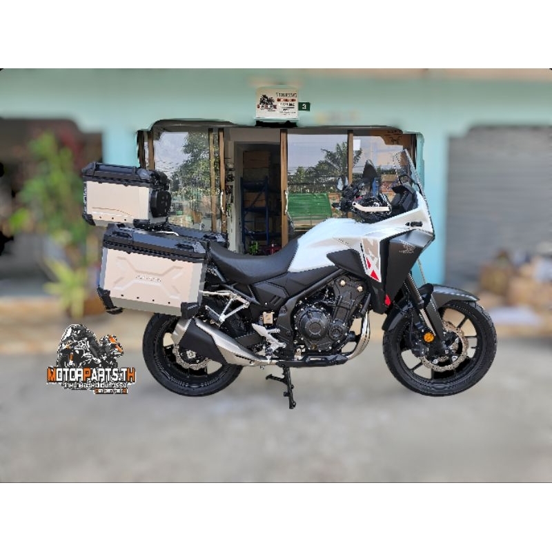 F2 MOTO กล่องอลูมิเนียม NX500  3 ใบครบชุด  แร็คไม่ถอดกันตกสีดำ