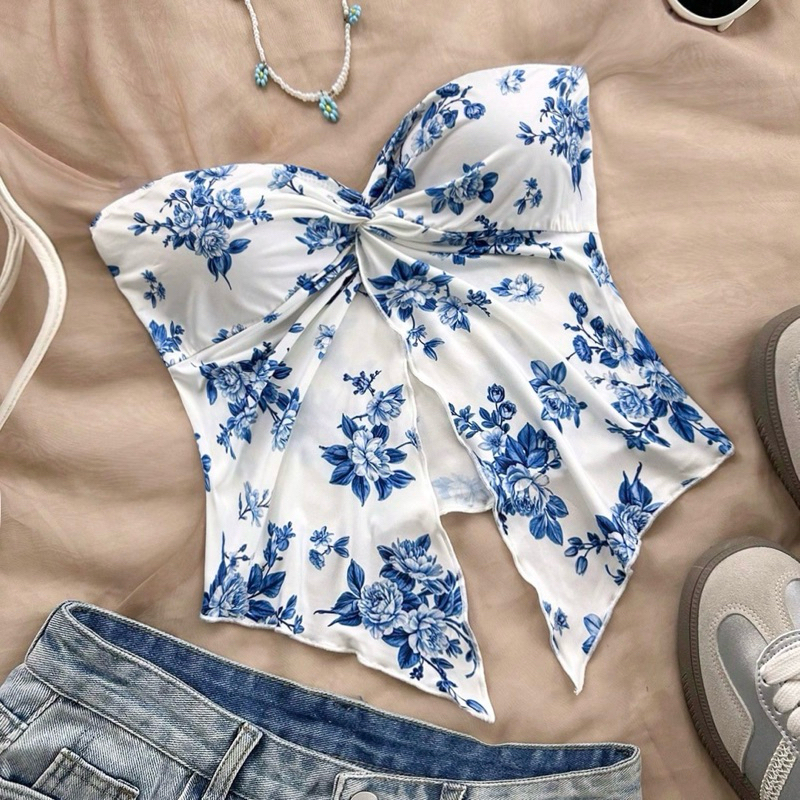 SHEIN Dreamara เสื้อเกาะอกผู้หญิง ลายดอกไม้