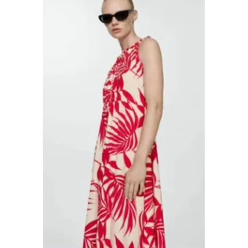 แบรนด์ MNG แท้ ชนช้อป เดรสผ้าคอตตอนเอวรูดได้ ผ้า viscose 100% ผ้าดีค่ะ ใส่สบาย Sz.S อกเดรส 36“ เอวมีเชือกรูดปรับได้