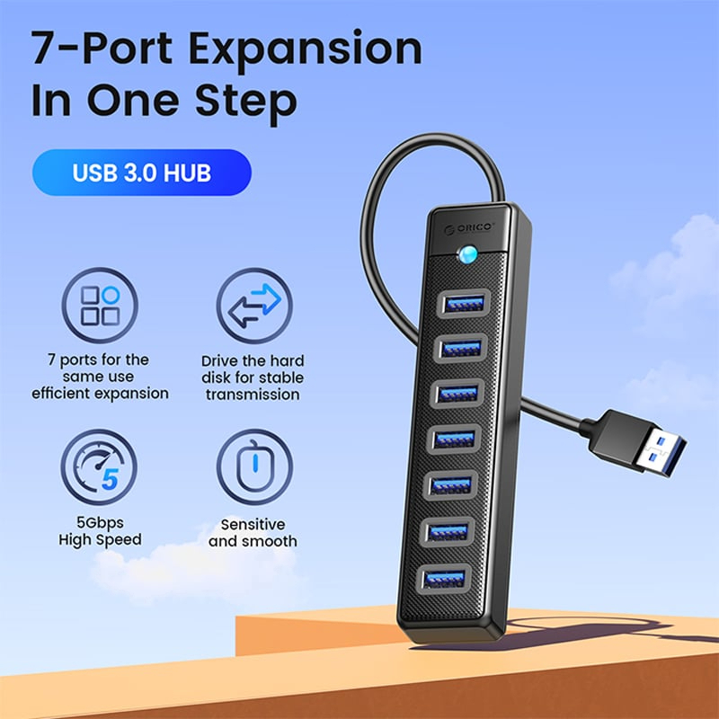 Orico USB Hub 7Port (PW7U-U3-015-BK-EP) Black