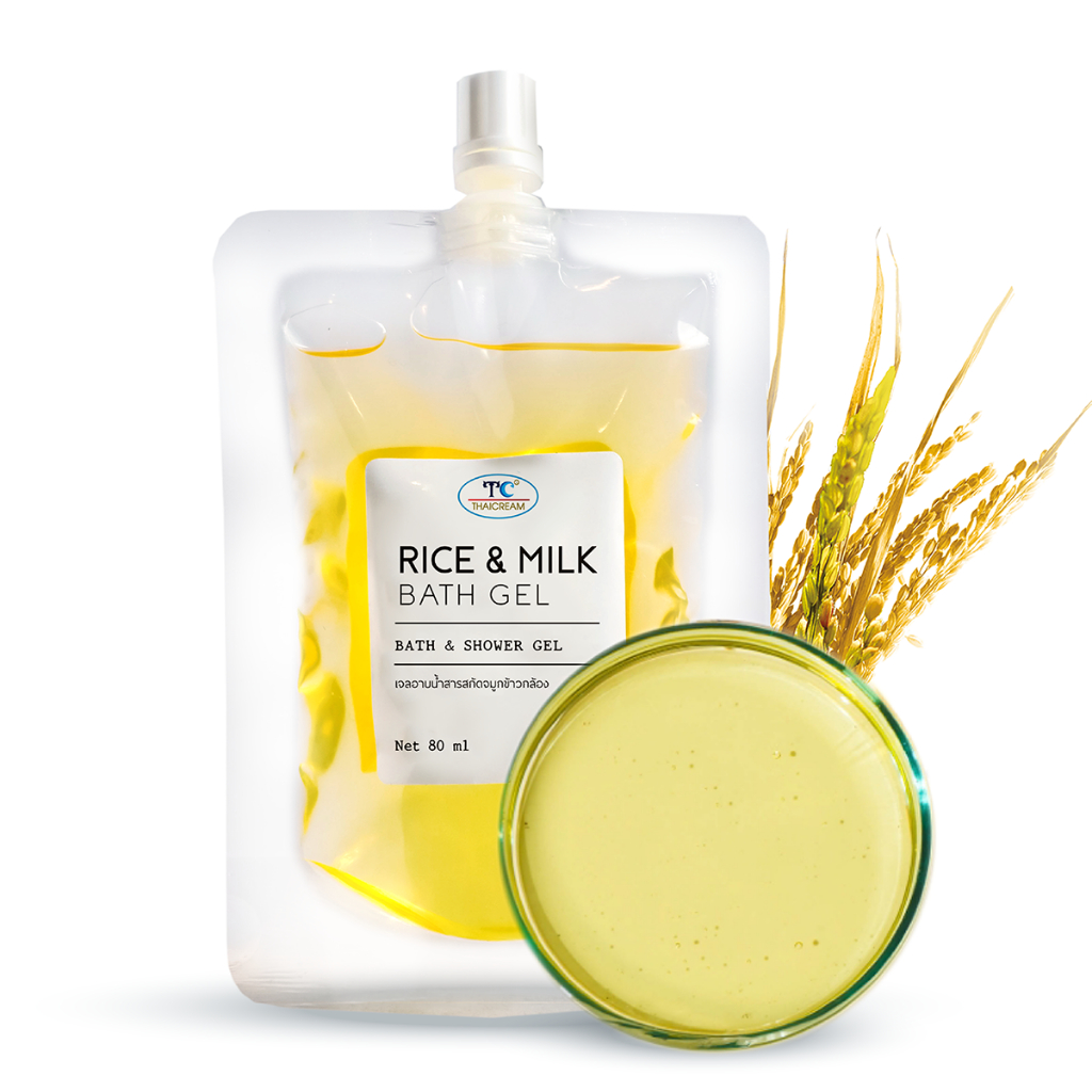 Thaicream สบู่เหลว สบู่ข้าว & มิลค์โปรตีน  ไรซ์ บาธ เจล ยี่ห้อ ไทยครีม Rice Bath Gel 80ml