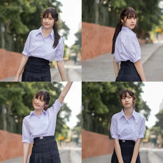 เสื้อนักเรียนหญิง เสื้อนักเรียน ม.ปลาย สีขาวโอโม่ Sz.36-50 (มีบิล)