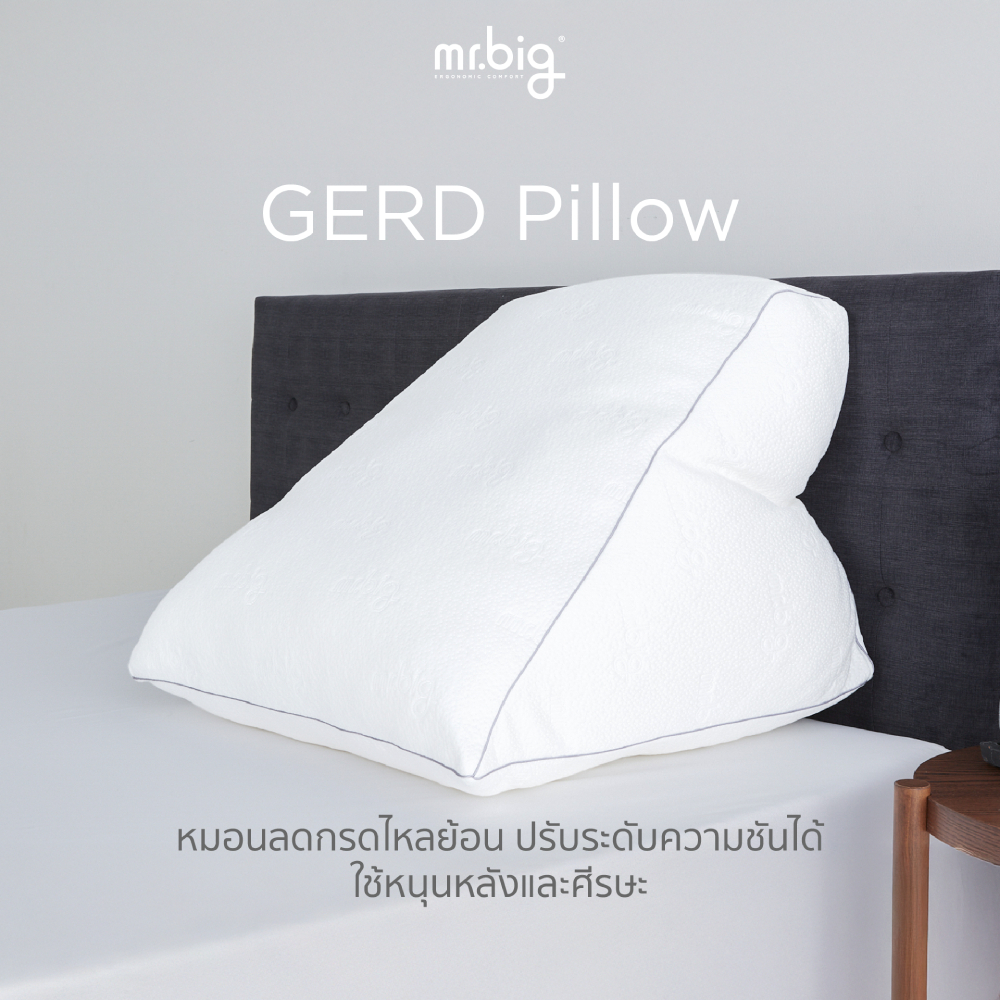 mr.big GERD Pillow หมอน Ergonomic สำหรับผู้ป่วยกรดไหลย้อน ปรับระดับได้ พร้อมปลอกถอดซัก