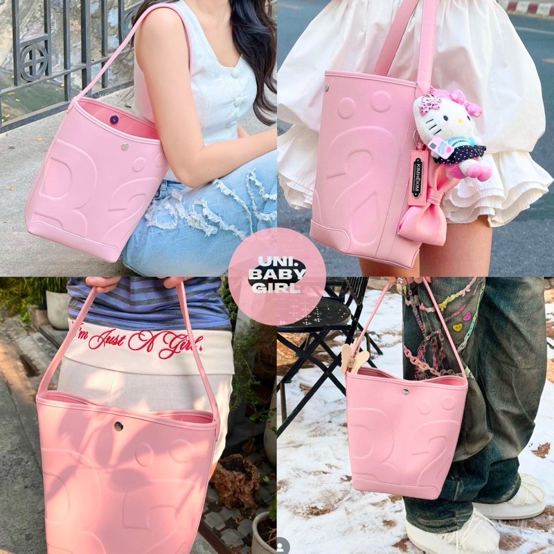 แท้!(ลด20%-30%) Rally The Bag Whisper (Valentine's Limited) - กระเป๋าหนังทรง Bucket ลายโลโก้