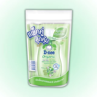 (แพ็คคู่) D-nee ดีนี่ สบู่เหลว 350 มล. x 2ถุง อาบ+สระ ครีมอาบน้ำ แบบถุงเติม สำหรับ เด็กแรกเกิด Dnee Head & Body Organic
