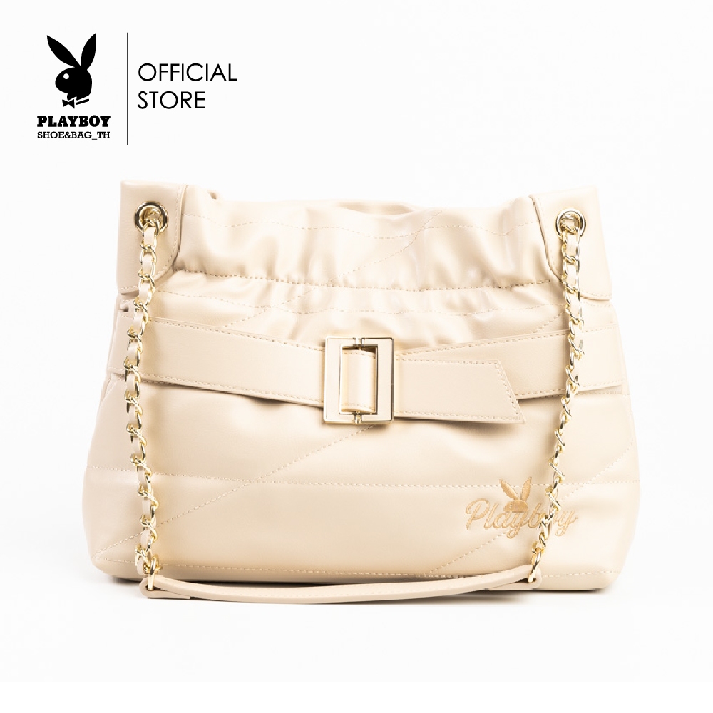 PLAYBOY รุ่น Sassy Buckle กระเป๋าสะพายข้างผู้หญิง รหัสST-B251PB603 ดีไซน์แต่งอะไหล่ เข็มขัดทรง Hobo Bag มี 3 สี