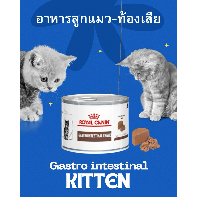 (หมดอายุ : 24/10/2027) royal canin อาหารลูกแมวท้องเสีย GI Kitten 195 g. (1กระป๋อง)