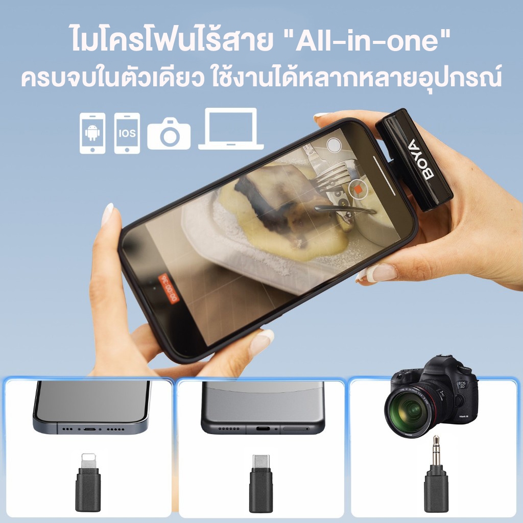 BOYA ไมค์ไลฟ์สด ไมโครโฟนไร้สาย ตัดเสียงรบกวน เสียงคมชัด รองรับสมาร์ทโฟน กล้อง รุ่น BOYALINK2.0