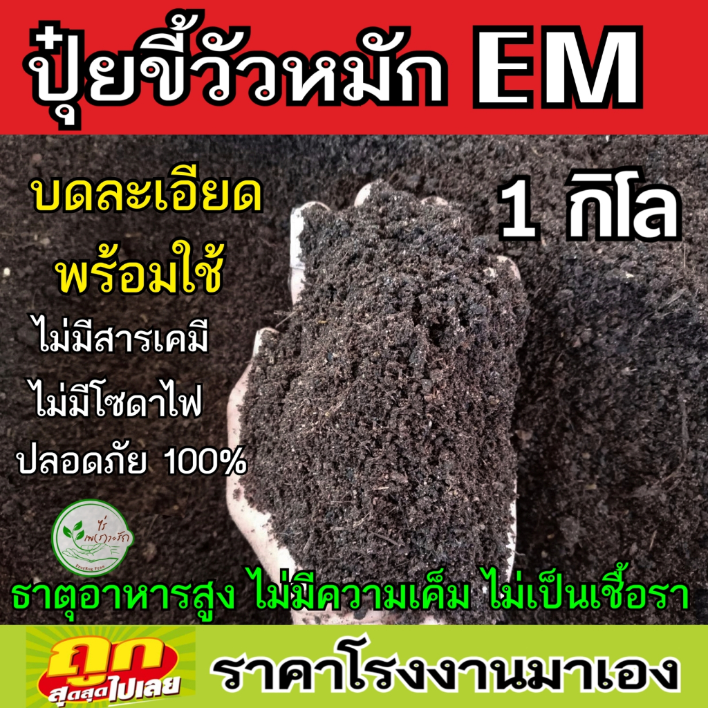 มูลวัวหมัก EM บดละเอียดพร้อมใช้ ผสมไตรโครเดอร์ม่าป้องกันโรคพืช 1กิโล ขี้วัว หมัก EM ปุ๋ยคอก​ มูลวัว ปุ๋ยหมัก