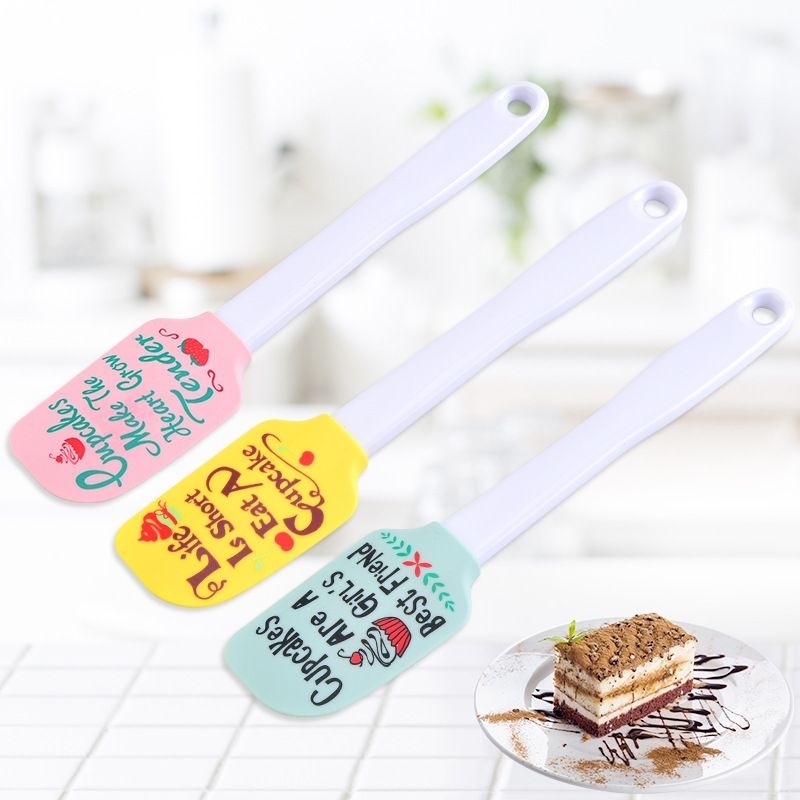 ไม้พายซิลิโคน (ด้านหลังเป็นมาตราส่วนชั่ง/ตวง) พร้อมส่ง
