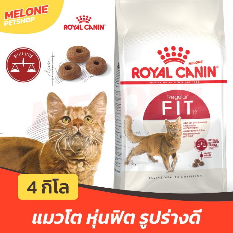 [ล็อตใหม่] Royal Canin Fit 32 รอยัลคานิน ฟิต32 อาหารแมว แมวโต หุุ่นฟิต บำรุงขน อายุ 1 ปีขึ้นไป ขนาด 4 kg