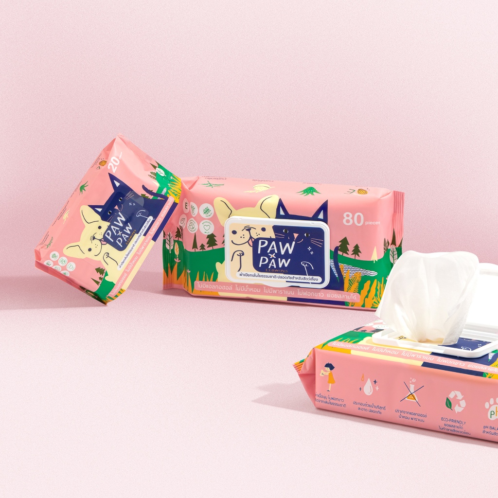 [3แพคใหญ่] พอว์พอว์ ผ้าเปียกสัตว์เลี้ยง เส้นใยธรรมชาติ อ่อนโยน สุนัข แมว (80 แผ่น) PAWxPAW ผ้าเปียกพอว์พอว์ - รูปที่ 7