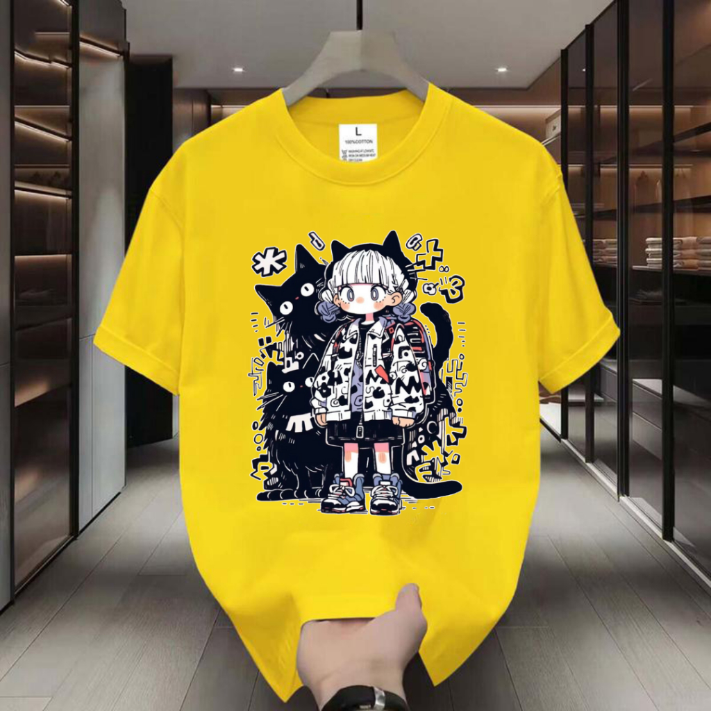 เสื้อยืดแขนสั้น คอกลม แต่งสกรีนลายการ์ตูนเท่ๆ สีพื้น ดีเทลเนื้อผ้าดีใส่สบาย แฟชั่นซัมเมอร์ แฟชั่นยอดนิยม - รูปที่ 7