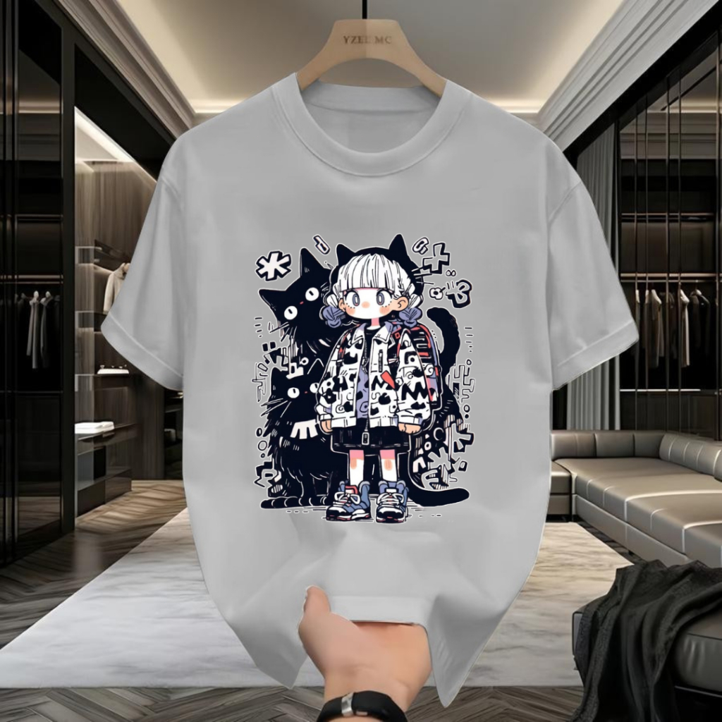 เสื้อยืดแขนสั้น คอกลม แต่งสกรีนลายการ์ตูนเท่ๆ สีพื้น ดีเทลเนื้อผ้าดีใส่สบาย แฟชั่นซัมเมอร์ แฟชั่นยอดนิยม - รูปที่ 3