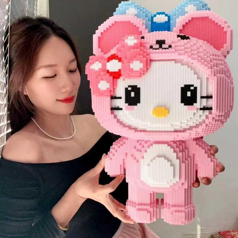 (พร้อมส่ง🇹🇭)🔥ขนาดใหญ่ เลโก้คิดตี้ บล็อกตัวต่อ Hello Kitty/Kuromi/Melody 3D บล็อกตัวต่อเลโก้