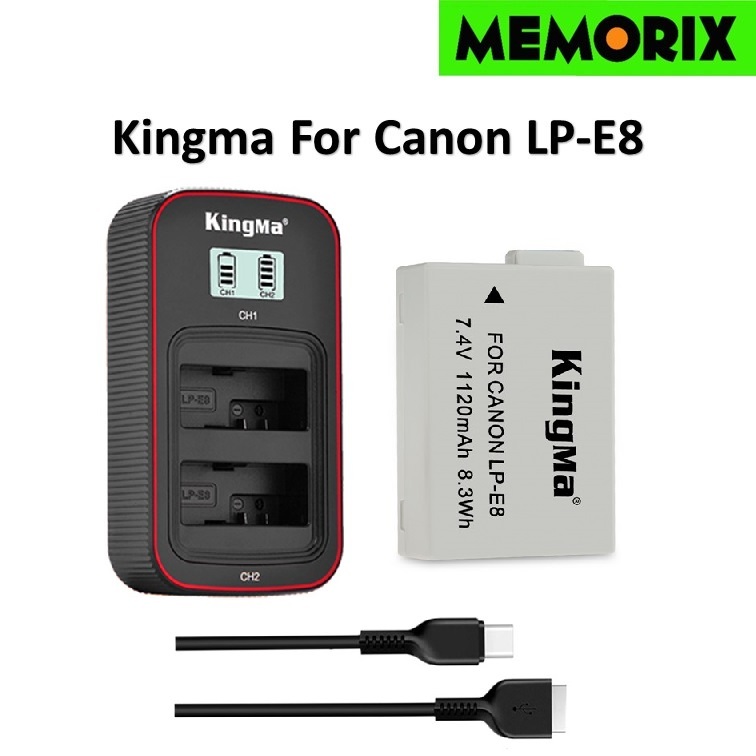 KingMa For Canon LP-E8 (1120mAh) Battery / LCD Dual Charger Kit includes a battery protective box fo