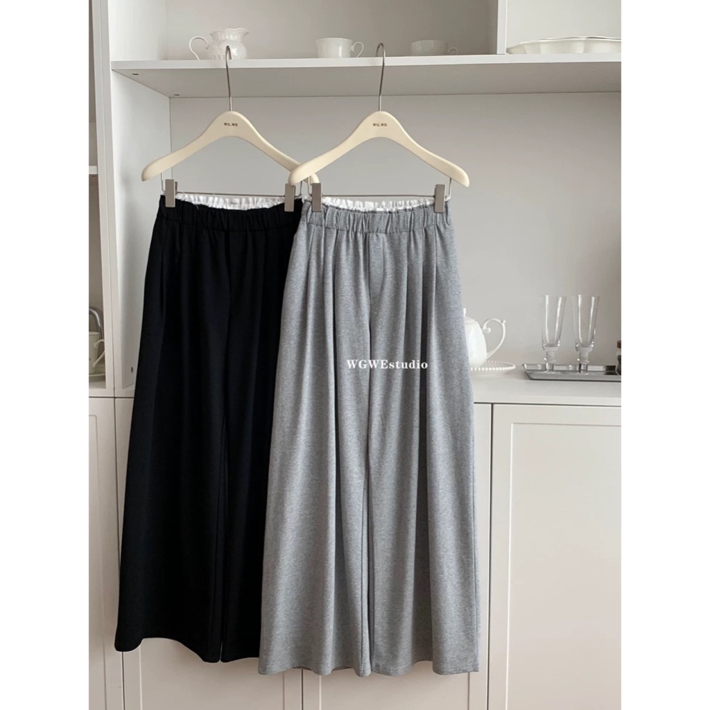 WG.WE sweatpants (grey/ black) กางเกงผ้ายืด