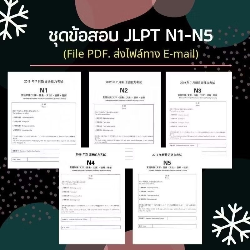ข้อสอบ JLPT N5-N1 +ไฟล์เสียง+เฉลยภาษาไทย+วิธีการคิดคะแนน (dowload ข้อสอบทาง email)