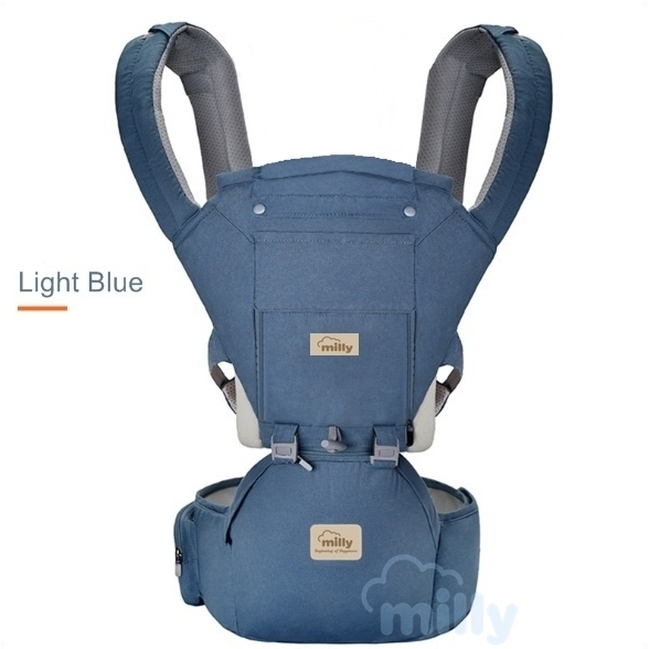 Milly เป้อุ้มเด็ก ผ้าคอตตอน100% เกรดพรีเมี่ยม แถมฟรี ผ้าซับน้ำลาย หมวกกันแดด Baby Hip Seat carrier
