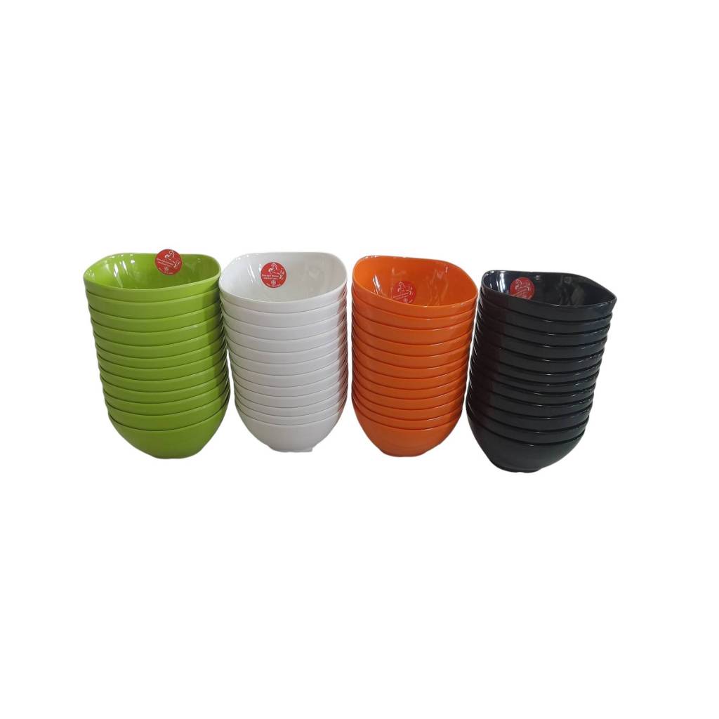 ถ้วยเมลามีน 4.5 นิ้ว สี่เหลี่ยม ( ม้าแดง)  ขายยกโหล 12 ใบ