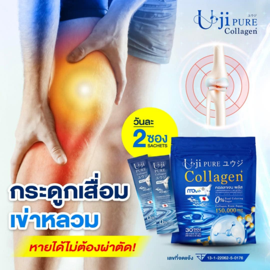 โปร 1 แถม 1 (60 ซอง) ผลิตภัณฑ์เสริมอาหารยูจิ เพียว คอลลาเจนพลัส ปวดกระดูกไขข้อ คอบ่าไหล่ กล้ามเนื้อตึง เพื่อสุขภาพ
