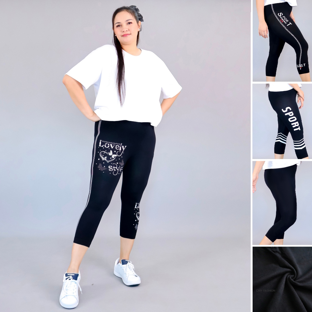 กางเกงเลกกิ้ง กางเกงขายาวไซส์ใหญ่  ดำล้วน ดำแถบข้าง คอตตอนผสมสเปนเด็กซ์ ใส่ออกกำลังกายได้ ZK004# 705# p8701# p71#