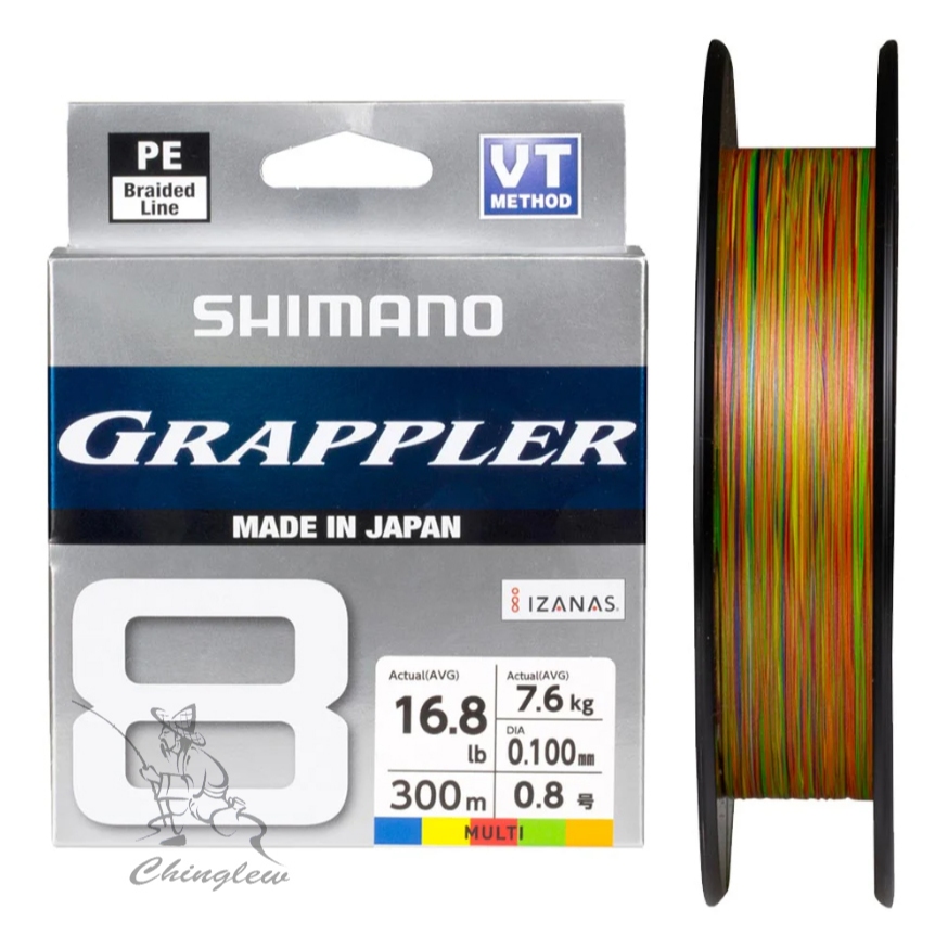 สาย PE SHIMANO GRAPPLER 8 สายเชือก ถัก 8 ของแท้ 300 เมตร
