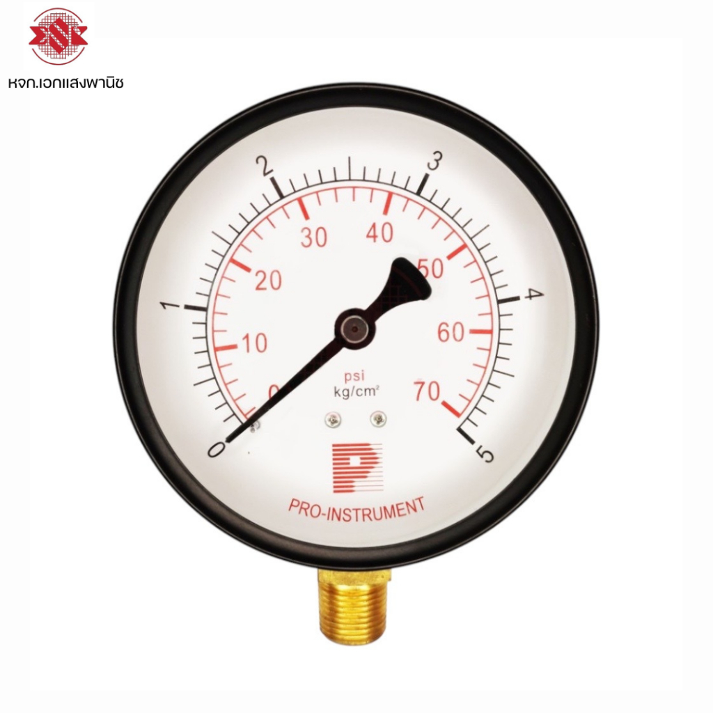 เกจวัดแรงดัน (Pressure gauge) หน้าปัด 4 นิ้ว เกลียว 3/8 นิ้ว ออกล่าง เกจ์ไต้หวันแท้ ยี่ห้อ Pro-Instrument