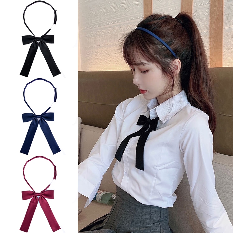 โบว์ไขว้ คอซอง โบว์นักเรียน School Uniform Women Bowtie Ribbon Led Rope New Necktie Handmade Womans Clothing Shirt