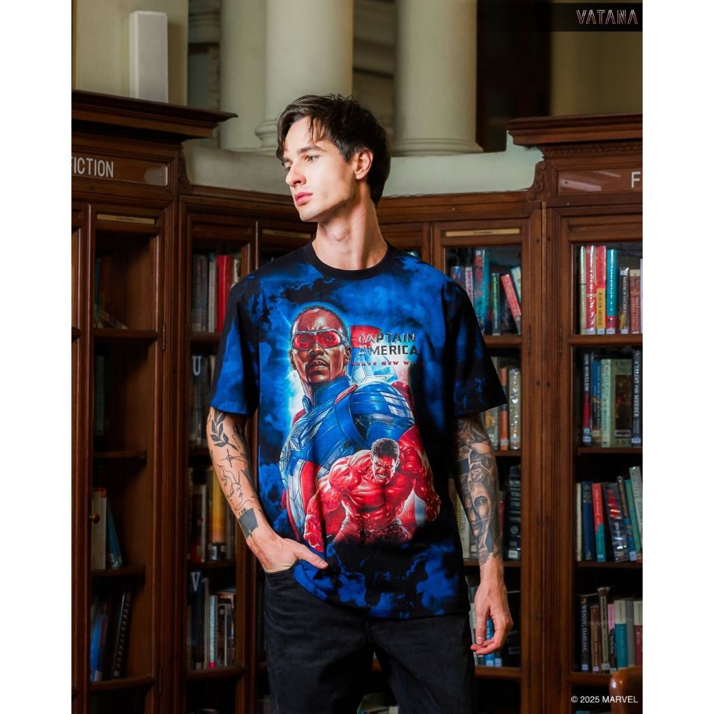 VATANA - เสื้อยืดพิมพ์ลาย CAPTAIN AMERICA BRAVE NEW WORLD | Glow in the dark
