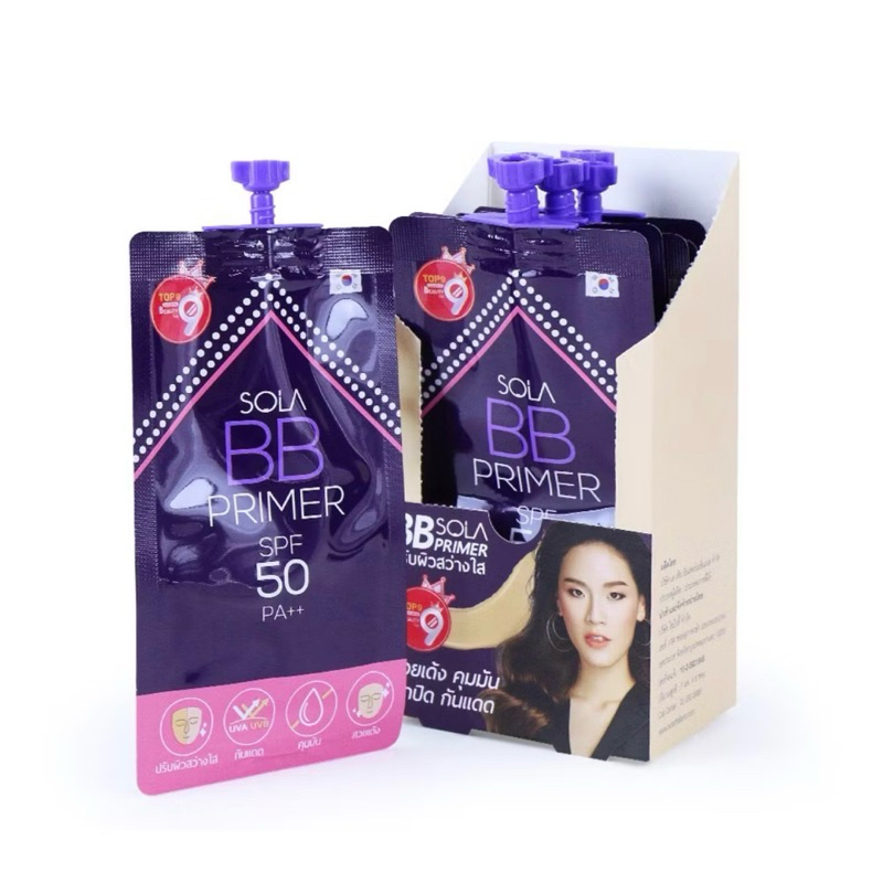 [ซื้อในไลฟ์ลด50%ของแท้]กล่องX6ซอง Sola BB Primer SPF 50 PA++ โซลา บีบี ไพรเมอร์ เอส พี เอฟ 50 พีเอ++