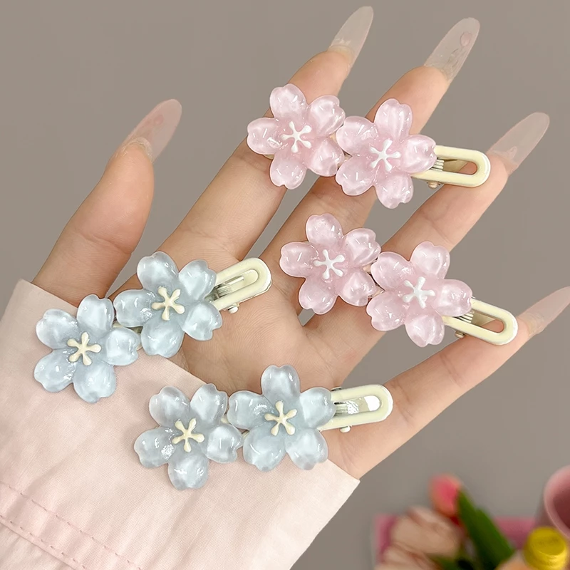 Rubuyou Ins กิ๊บหนีบผม รูปดอกซากุระ หน้าม้า คลิปด้านข้าง น่ารักหวาน สไตล์เกาหลี แฟชั่นสําหรับผู้หญิง เครื่องประดับผม