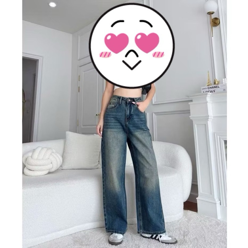 📍ส่งต่อ กางเกงยีนส์เอวสูง ทรงลิซ่า กระบอกใหญ่ ป้าย Belin Star