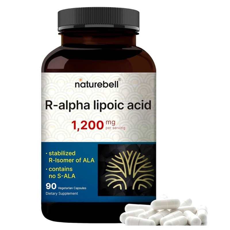 R-ALPHA LIPOIC ACID 500-1200 แบบเข้มข้น ( ชะลอวัย ต้านอนุมูลอิสระ )( 90 - 180 แคปซูล )