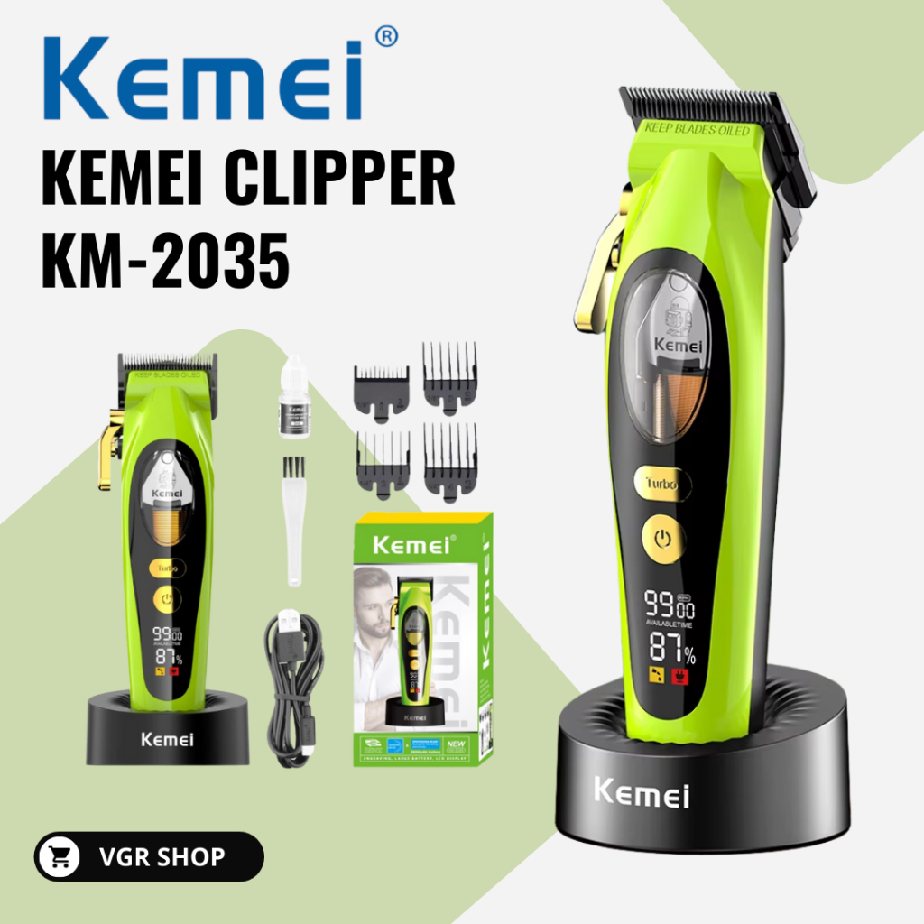 KEMEI ปัตตาเลี่ยนตัดผม รุุ่น KM-2035 แบบไร้สาย รอบหมุน 9900 rpm พร้อมส่งในไทย