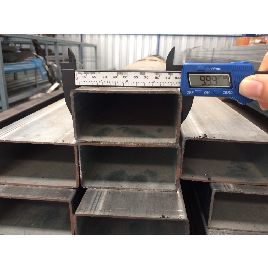 เหล็กกล่องไม้ขีดกัลวาไนซ์ 100x 50 มม.+/- ยาว 2.0 เมตร x 3ท่อน หลากหลายความหนา เหล็กแป๊บแบบกัลวาไนซ์ 