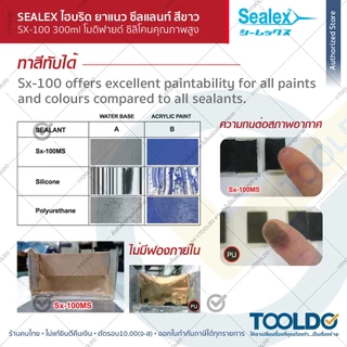 SEALEX ยาแนว ไฮบริดโพลิเมอร์ สีขาว SX-100 300ml กันรั่ว ทนUV ซิลิโคน แก้รั่วซึม Modified Silicone