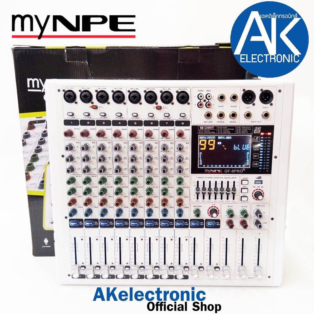 MYNPE GF-8PRO MIXER มิกเซอร์ 8 ช่อง พร้อมเอฟเฟคแท้99DSP บลูทูธ usb interface มิกเซอร์อนาล็อก myNPE (
