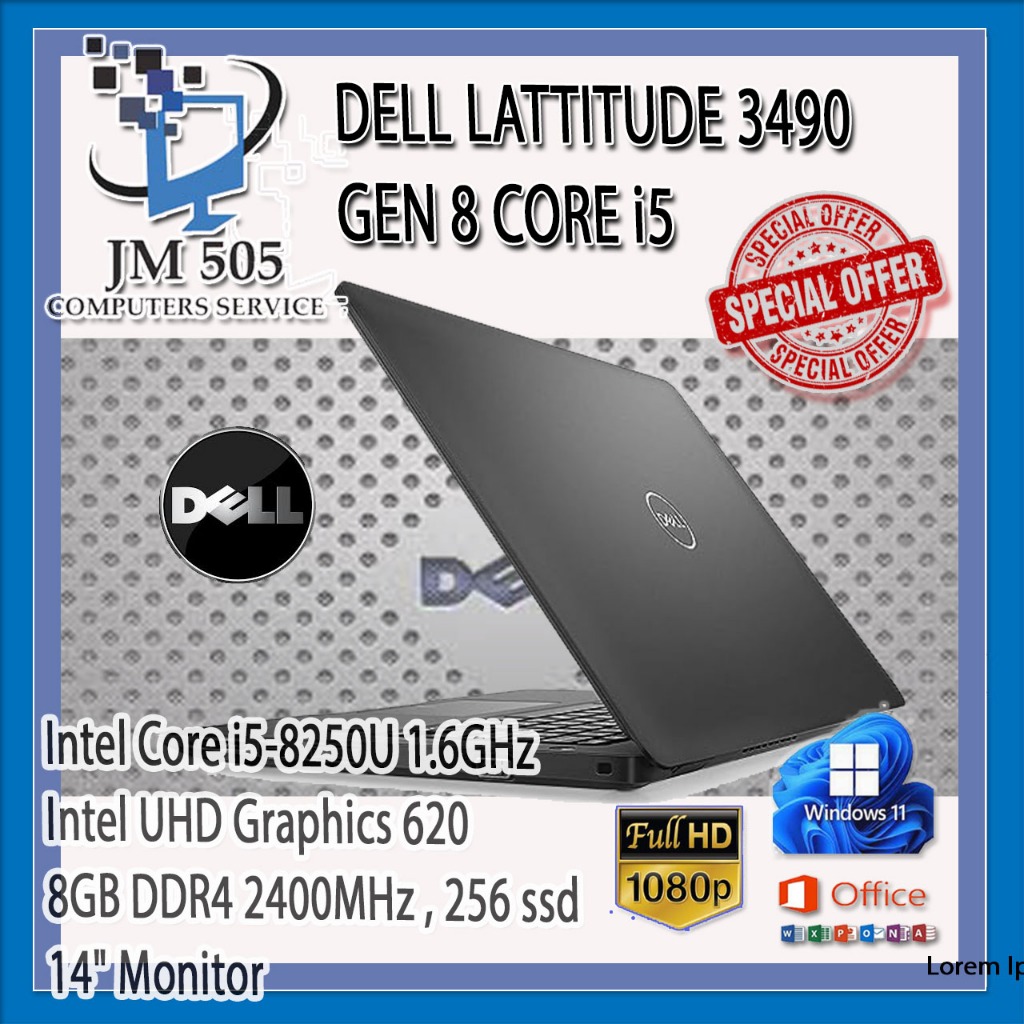 Dell Latitude 3490 SLIM & LIGHT WEIGHT 8TH GEN INTEL I5/8GB/256SSD M.2TYPE C/WIN 11/OFFICE