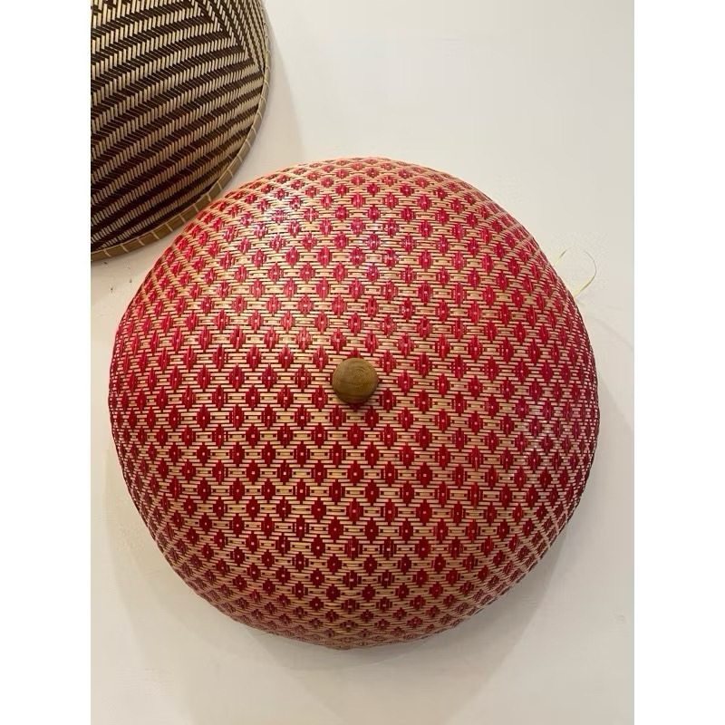 ฝาชี กันแมลง สานลายไทย ครอบอาหาร งานสานแบบละเอียด ขนาดใหญ่