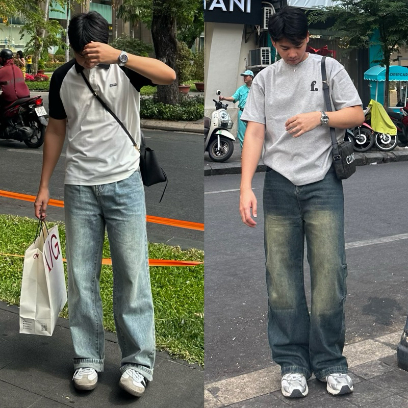 ‼️ เปิดขายสินค้าใหม่ 🍻Goodie Jeans (สีเทาเข้ม) ทรงกระบอกกลาง เอวสูง เนื้อผ้าคุณภาพดี