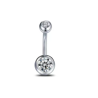 จิวสะดือ Stainless Steel Electroplatingdouble-Headed Zircon Belly Button Nail Piercing Jewelry